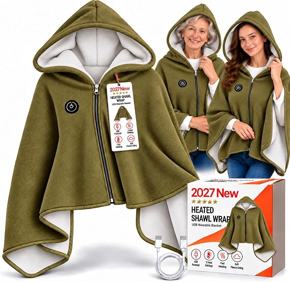 🔥💥2027 Upgrade Heated Shawl Wraps for Women, Cordless Ceated Blanket