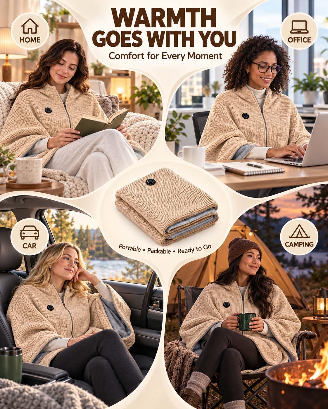 🔥💥2027 Upgrade Heated Shawl Wraps for Women, Cordless Ceated Blanket
