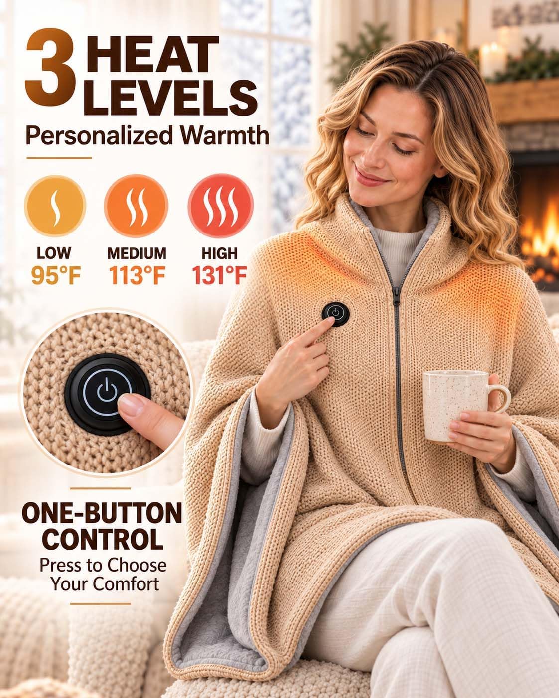 🔥💥2027 Upgrade Heated Shawl Wraps for Women, Cordless Ceated Blanket
