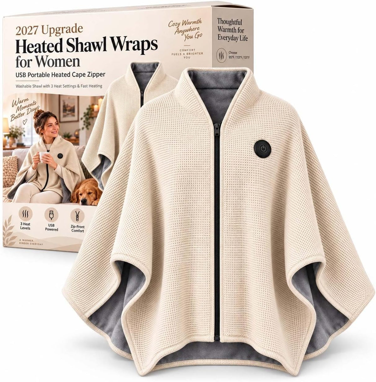 🔥💥2027 Upgrade Heated Shawl Wraps for Women, Cordless Ceated Blanket